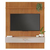 Painel para TV Ripado Riso com Nicho 65 Polegadas JCM Movelaria Cinamomo Off White 1,82M