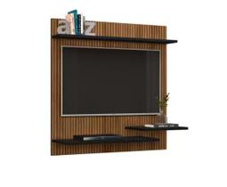 Painel Para tv sala com prateleira moderno -Dubai RM- Preto/Ripado