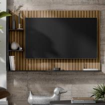 Painel Para TV Smart Berlim Até 50 Polegadas - Elegância e Modernidade para Sua Sala - Ripado/Preto