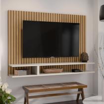 Painel Para TV Smart Plus Milão para TVs de até 50 Polegadas Ripado com Off White - Expresso Moveis