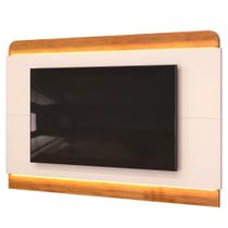 Painel Para Tv Suspenso 75 Pol 219cm Pés Madeira Collie D04 Off White-freijó