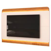 Painel Para TV Suspenso 75 Pol 219cm Pés Madeira Collie D04 Off White/Freijó - Mpozenato