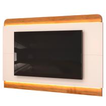 Painel Para TV Suspenso 75 Pol 219cm Pés Madeira Collie D04 Off White/Freijó - Mpozenato