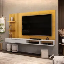 Painel para TV Suspenso Ambiente Bento Cedro Bali DJ Móveis