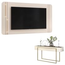 Painel para TV Suspenso Ariana e Aparador para Sala Pilar Off White DJ Móveis