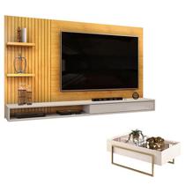 Painel para TV Suspenso Bento Cedro Bali e Mesa de Centro Suri Bali DJ Móveis