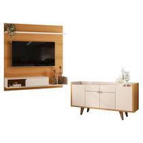 Painel para TV Suspenso Evo com Buffet Melodia Cinamomo Off White HB Móveis Painel para TV Suspenso Evo com Buffet Melodia Cinamomo Off White HB Móveis