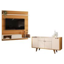 Painel para TV Suspenso Evo com Buffet Melodia Cinamomo Off White HB Móveis Painel para TV Suspenso Evo com Buffet Melodia Cinamomo Off White HB Móveis