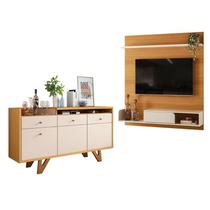 Painel para TV Suspenso Evo com Buffet Soft Cinamomo Off White HB Móveis