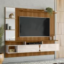 Painel para TV Suspenso Intense Lukaliam até 55 Polegadas Efeito Ripado Freijó/Off White