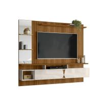 Painel para TV Suspenso Intense Lukaliam até 55 Polegadas Efeito Ripado Freijó/Off White