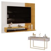 Painel para TV Suspenso Nando Cedro Bali e Aparador para Sala Suri Bali DJ Móveis