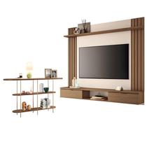 Painel para TV Suspenso Solus e Aparador Infinity Castanho Off White HB Móveis