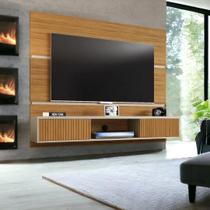 Painel para TVs 65" Âmbar Cinamomo e Off White Ripado Bechara