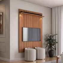 Painel Pequeno 136x180cm Para TV 55 River 1.36 Lukaliam Jequitiba Ripado 3D