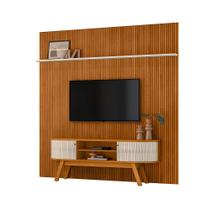 Painel Piso teto com Bancada New Laguna Para TV 65" Cinamomo/ Off White