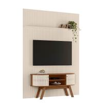 Painel Piso teto com Bancada New Silverstone Para TV 65" Naturale/ Off White