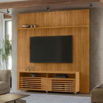 Painel Piso Teto New Guaporé com Rack Bancada Frizz Cross New Prestige Ambiente Cumaru - Madetec