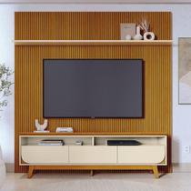 Painel Piso Teto New Guaporé com Rack Bancada Selene New Luna Ambiente Cinamomo Off White - Madetec