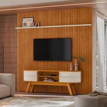 Painel Piso Teto New Guaporé Com Rack Bancada Valência New Laguna Ambiente Cinamomo Off White - Madetec