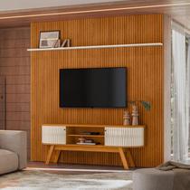 Painel Piso Teto New Guaporé com Rack Bancada Valência New Laguna Ambiente Cinamomo Off White - Madetec