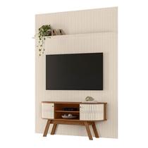 Painel Piso Teto New Interlagos com Rack Bancada Atlanta New Silverstone Naturale Off White- Madetec