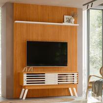 Painel Piso Teto New Interlagos com Rack Bancada Frizz 1.5 New Premium Ambiente Cinamomo Off White - Madetec