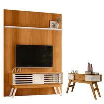 Painel Piso Teto New Interlagos com Rack Bancada Frizz 1.5 New Premium com Aparador Estoril Cinamomo Off White - Madetec Painel Piso Teto New Interlagos com Rack Bancada Frizz 1.5 New Premium com Aparador Estoril Cinamomo Off White - Madetec