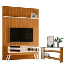 Painel Piso Teto New Interlagos com Rack Bancada Frizz 1.5 New Premium com Aparador Frizz Cinamomo Off White - Madetec