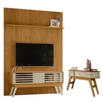 Painel Piso Teto New Interlagos Cumaru com Rack Bancada Frizz 1.5 New Premium com Aparador Estoril Cumaru Opala - Madetec