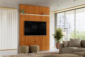Painel Piso-Teto New Interlagos para TV de até 65 polegadas - Cinamomo/Off White - Madetec Painel Piso-Teto New Interlagos para TV de até 65 polegadas - Cinamomo/Off White - Madetec