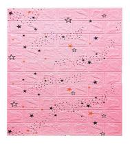 Painel Placa 3D Estilo Estrelas Rosa Espuma Adesiva 77 X 70 Parede - Fact