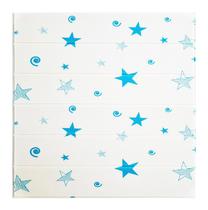 Painel Placa 3D Estilo Madeira Estrelas Azuis Espuma Adesiva 77 X 70 Parede - Fact