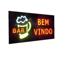 painel Placa led letreiro luminoso aviso bem vindo bar -110v