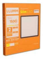 Painel Plafon De Embutir Slim Led 18W Quadrado Preto 6,5K - Lumi Lar