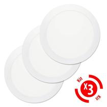 Painel Plafon De Led Embutir Redondo 18w Branco Frio 6k Kit 03 unidades