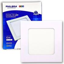 Painel Plafon Embutir Luminária LED 6W Quadrado Branco Frio 6500K