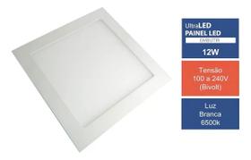 Painel Plafon Led 12w 6500k Embutir Branco Bivolt Ultraluz