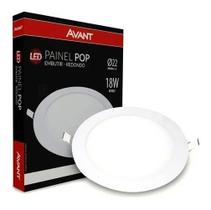 Painel Plafon Led 18w Redondo Embutir Branco Frio 6500k