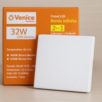 Painel Plafon Led 32w 4000k ou 6500k, Sobrepor Ou Embutir, Redondo ou Quadrado 22cm Painel Plafon Led 32w 4000k ou 6500k, Sobrepor Ou Embutir, Redondo ou Quadrado 22cm