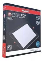 Painel Plafon Led Emb Quad Biv 24w Branco Frio Preto Avant