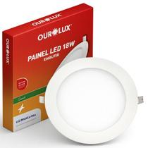 Painel Plafon Led Embutir 18w Redondo Branco Frio 6500k