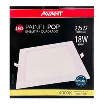 Painel Plafon Led Embutir 22X22cm 18W 4000K Branco Bivolt - Avant - 858100878