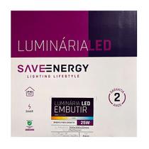 Painel Plafon Led Embutir 30X30cm 25W 3000K Branco Bivolt - Save Energy - SE-240.3007