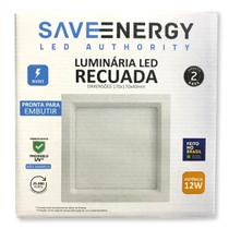 Painel Plafon Led Embutir Recuado 17X17cm 12W 5700K Branco Bivolt - Save Energy - SE-240.1650