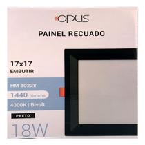 Painel Plafon Led Embutir Recuado 17X17cm 18W 4000K Preto Bivolt - Opus - HM80228