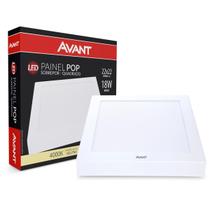 Painel Plafon Led Neutro 18w Sobrepor Quadrado 22cm Avant