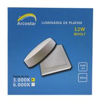 Painel Plafon Led Sobrepor 17X17cm 12W 3000K Bivolt - SCT - A-00315