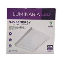 Painel Plafon Led Sobrepor 21X21m 20W 4000K Branco Bivolt - Save Energy - SE-240.3563 Painel Plafon Led Sobrepor 21X21m 20W 4000K Branco Bivolt - Save Energy - SE-240.3563