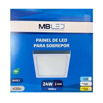 Painel Plafon Led Sobrepor 30X30cm 24W 3000K Bivolt - MB Led - 4073 Painel Plafon Led Sobrepor 30X30cm 24W 3000K Bivolt - MB Led - 4073